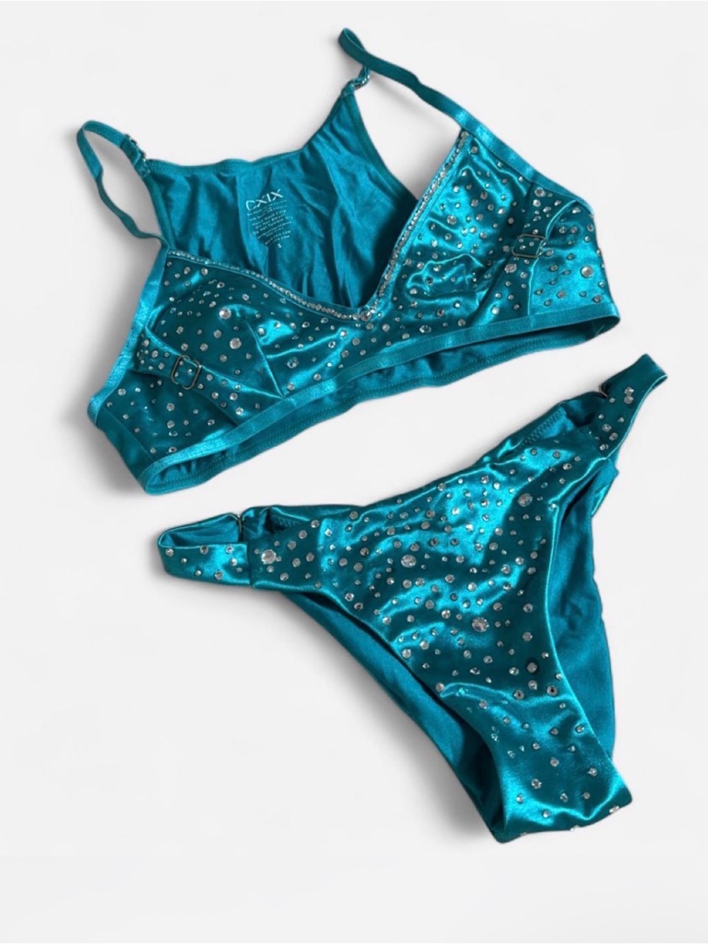 Teal cxix crystal pole costume set